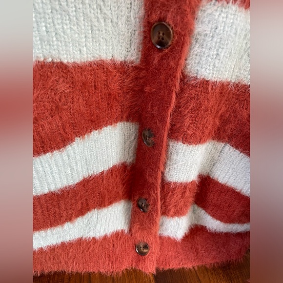 Pinkblush // Blue Striped Fuzzy Cardigan - Picture 3 of 5
